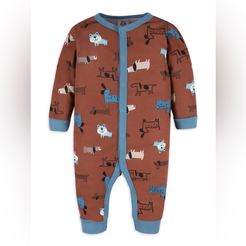GERBER DOG THEME ONE PIECE COVERALL - BROWN SIZE 3-6 MONTHS (NEW WITH TAGS) A12